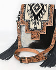 American Darling Cross Body Hand Tooled Saddle Blanket Hair On Genuine Leather Western Women Bag Handbag Purse Crossbody Cute