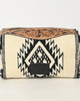 American Darling Toiletry Hand Tooled Saddle Blanket Fabric Genuine Leather Western Women Bag Handbag Purse | for Cute