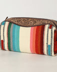American Darling Toiletry Hand Tooled Saddle Blanket Fabric Genuine Leather Western Women Bag Handbag Purse | for Cute