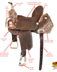 15 In Hilason Flex Tree Western Horse Floral Trail Barrel American Leather Saddle Brown