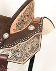 15 In Hilason Flex Tree Western Horse Floral Trail Barrel American Leather Saddle Brown