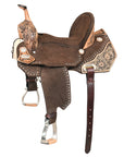 15 In Hilason Flex Tree Western Horse Floral Trail Barrel American Leather Saddle Brown