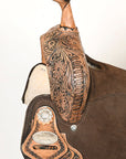 16 In Hilason Flex Tree Western Horse Floral Trail Barrel American Leather Saddle Brown