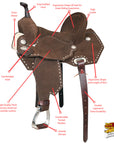 14 In Hilason Flex Tree Western Horse Buckstitch Trail Barrel American Leather Saddle Brown