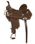 14 In Hilason Flex Tree Western Horse Buckstitch Trail Barrel American Leather Saddle Brown