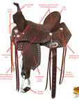 14 In Hilason Flex Tree Western Horse Buckstitch Trail Barrel American Leather Saddle Brown