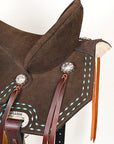 14 In Hilason Flex Tree Western Horse Buckstitch Trail Barrel American Leather Saddle Brown