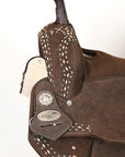 15 In Hilason Flex Tree Western Horse Buckstitch Trail Barrel American Leather Saddle Brown