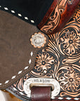 15 In Hilason Flex Tree Western Horse Buckstitch Floral Trail Barrel American Leather Saddle Brown