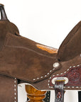 16 In Hilason Flex Tree Western Horse Buckstitch Floral Trail Barrel American Leather Saddle Brown