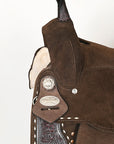 16 In Hilason Flex Tree Western Horse Buckstitch Floral Trail Barrel American Leather Saddle Brown
