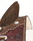 16 In Hilason Flex Tree Western Horse Buckstitch Floral Trail Barrel American Leather Saddle Brown