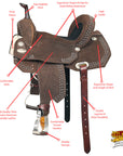 15 In Hilason Flex Tree Western Horse Trail Barrel American Leather Saddle Brown
