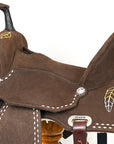15 In Hilason Flex Tree Western Horse Leaf Buckstitch Trail Barrel American Leather Saddle Brown