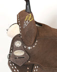 15 In Hilason Flex Tree Western Horse Leaf Buckstitch Trail Barrel American Leather Saddle Brown