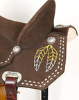 15 In Hilason Flex Tree Western Horse Leaf Buckstitch Trail Barrel American Leather Saddle Brown