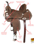 15 In Hilason Flex Tree Western Horse Buckstitch Trail Barrel American Leather Saddle Brown