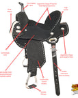 15 In Hilason Flex Tree Western Horse Buckstitch Trail Barrel American Leather Saddle Black