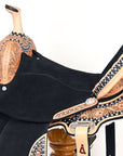 Hilason Flex Tree Western Horse Floral Trail Barrel American Leather Saddle Black