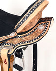 Hilason Flex Tree Western Horse Floral Trail Barrel American Leather Saddle Black
