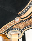 Hilason Flex Tree Western Horse Floral Trail Barrel American Leather Saddle Black