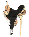 Hilason Flex Tree Western Horse Floral Trail Barrel American Leather Saddle Black