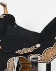 Hilason Flex Tree Western Horse Floral Trail Barrel American Leather Saddle Black