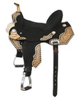 Hilason Flex Tree Western Horse Floral Trail Barrel American Leather Saddle Black
