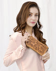 American Darling ADBGZ798A Clutch Hand Tooled Genuine Leather Women Bag Western Handbag Purse