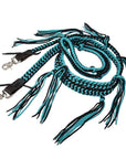 8 ft Hilason Western Horse Nylon Rope With Fringes Snap Black