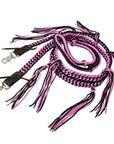 8 ft Hilason Western Horse Nylon Rope With Fringes Snap Black