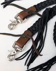 8 ft Hilason Western Horse Nylon Rope With Fringes Snap Black