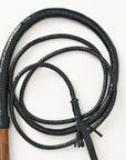 6 Ft - 12 Ft Hilason Western Horse Braided Bull Genuine Leather Braided BullWhip With Wooden Handle Black