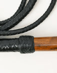 6 Ft - 12 Ft Hilason Western Horse Braided Bull Genuine Leather Braided BullWhip With Wooden Handle Black