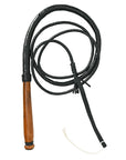 6 Ft - 12 Ft Hilason Western Horse Braided Bull Genuine Leather Braided BullWhip With Wooden Handle Black