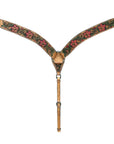 Hilason Horse Floral Hand Painted American Leather Breast Collar Headstall Tan
