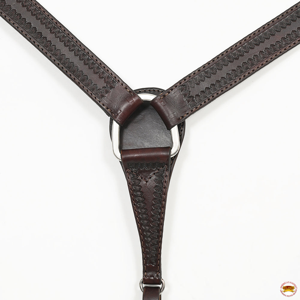 HILASON Western Horse Genuine Leather Hand Tooled Headstall Breast Collar Brown