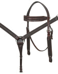 HILASON Western Horse Genuine Leather Hand Tooled Headstall Breast Collar Brown