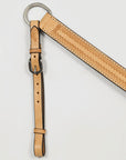 HILASON Western Horse Genuine Leather Hand Tooled Headstall Breast Collar Tan