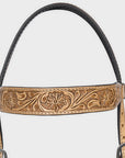HILASON Western Horse Genuine Leather Hand Tooled Floral Design Headstall Breast Collar Tan
