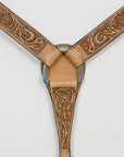 HILASON Western Horse Genuine Leather Hand Tooled Floral Design Headstall Breast Collar Tan