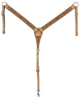 HILASON Western Horse Genuine Leather Hand Tooled Floral Design Headstall Breast Collar Tan