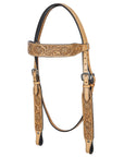 HILASON Western Horse Genuine Leather Hand Tooled Floral Design Headstall Breast Collar Tan