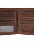 BAR H EQUINE Genuine Leather Hand Carved Rodeo Bifold Wallet For Men Women