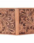 BAR H EQUINE Genuine Leather Hand Carved Rodeo Bifold Wallet For Men Women
