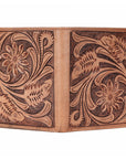 BAR H EQUINE Genuine Leather Hand Carved Rodeo Bifold Wallet For Men Women