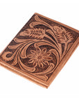 BAR H EQUINE Genuine Leather Hand Carved Rodeo Bifold Wallet For Men Women
