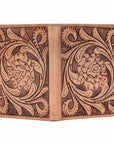 BAR H EQUINE Genuine Leather Hand Carved Rodeo Bifold Wallet For Men Women