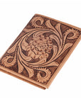 BAR H EQUINE Genuine Leather Hand Carved Rodeo Bifold Wallet For Men Women
