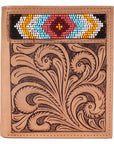 BAR H EQUINE Genuine Leather Hand Carved Rodeo Bifold Wallet For Men Women